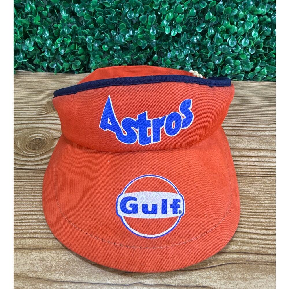 Vintage Houston Astros Sun Visor Stadium Giveaway Gulf Oil Advertising Orange
